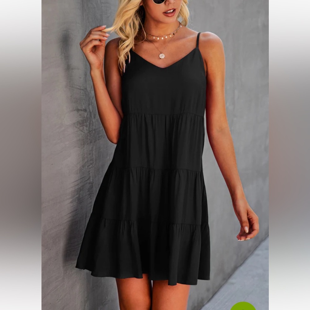 Beachsissi Black Loose Ruffle Dress - Size Small - NWT